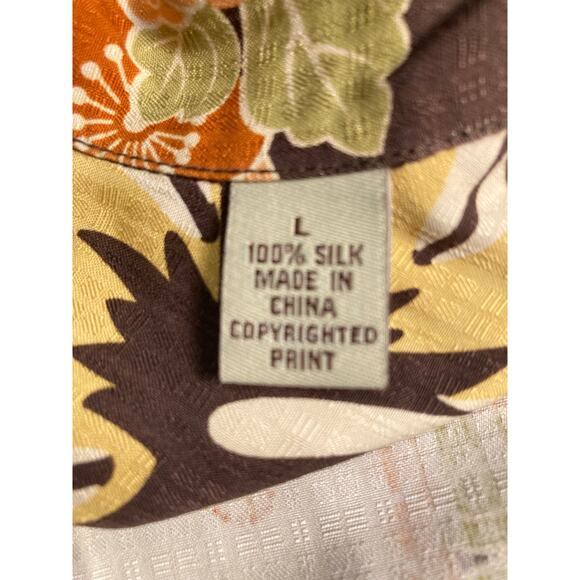 Tommy Bahama Mens 100% Silk Hawaiian Style Shirt Size L Dark Brown Floral - Picture 10 of 13